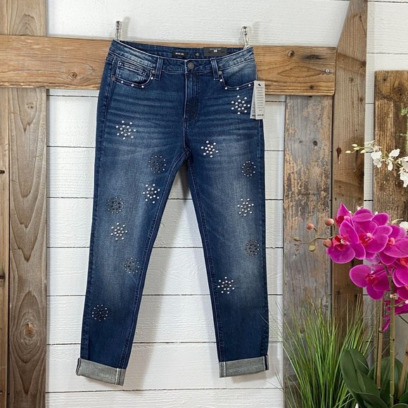 Miss Me Denim - Miss Me TIMELESS STUD CUFFED ANKLE SKINNY JEANS